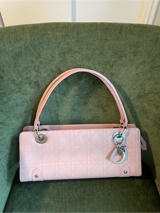 Dior Handbags - Authentic Dior Light Pink Quilted Shoulder east west Bag with Silver Hardware